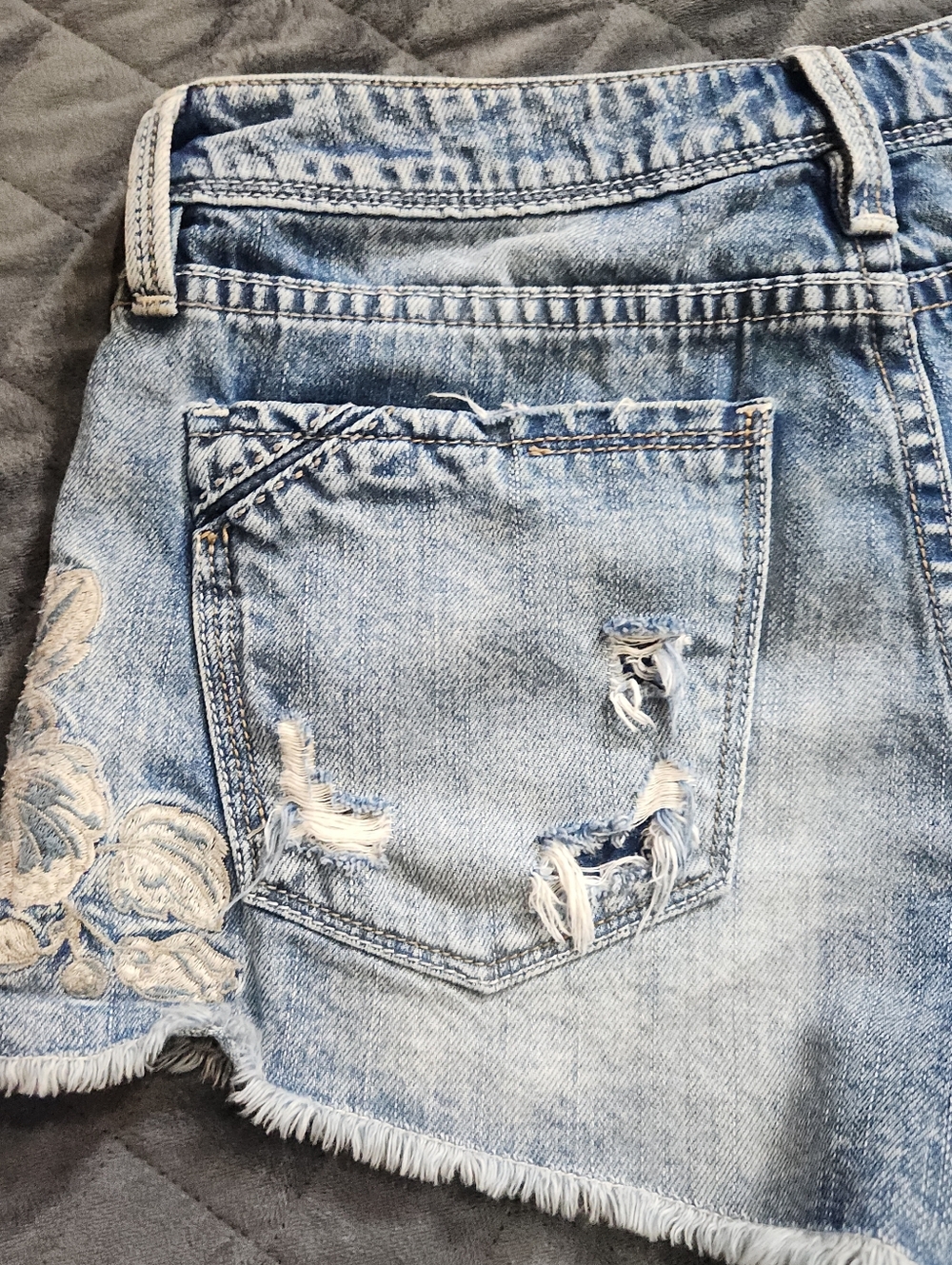 Buckle Light Blue Distressed Denim Shorts - Picture 4 of 7